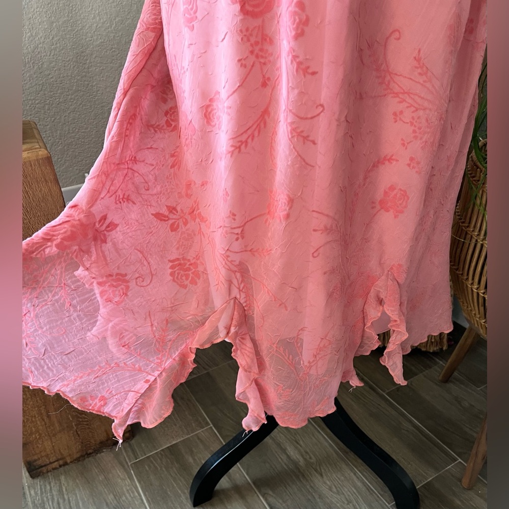 NWT Vtg CDC Rampage Sz 10 Dress Lined Rose Details Peachy Pink Ruffles Flowy Y2K - Picture 4 of 16